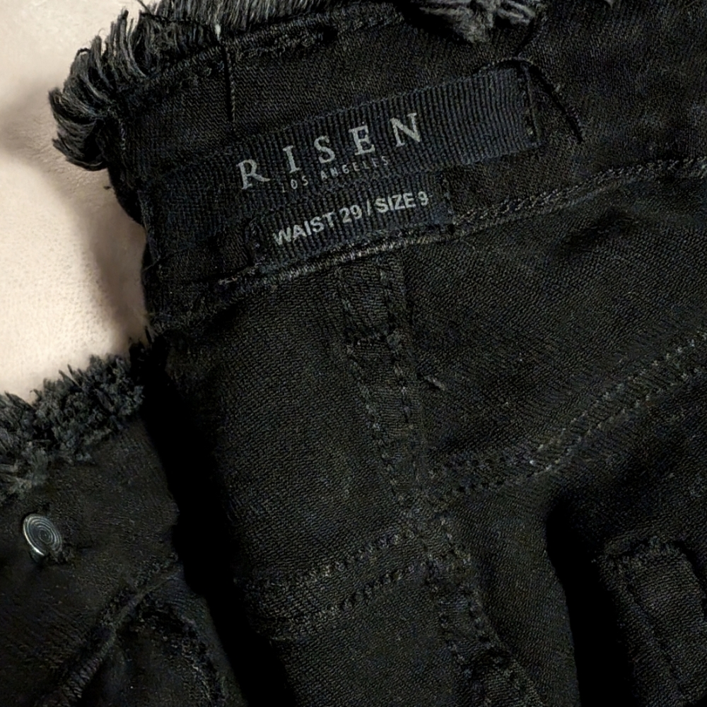 Risen black fray distressed jeans